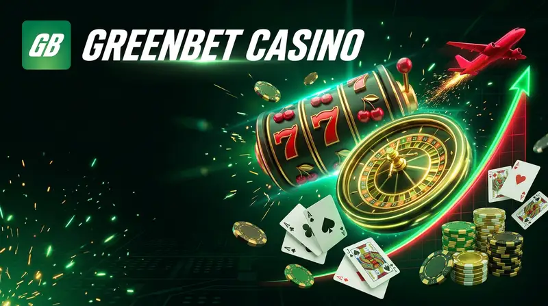 Online casino banner with slots, roulette and crash game